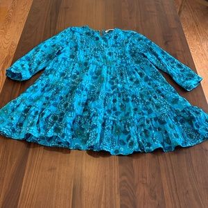 Zara mini blue floral dress with flounces